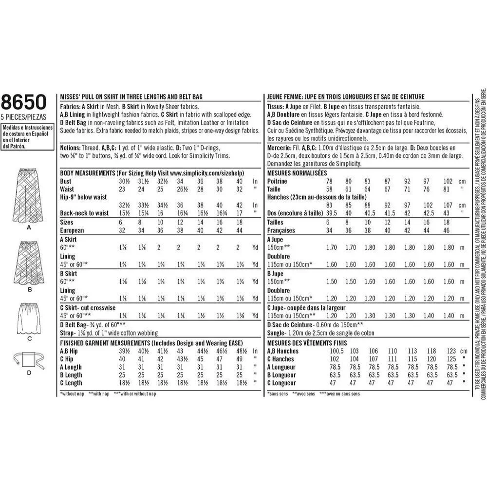 Simplicity sewing pattern